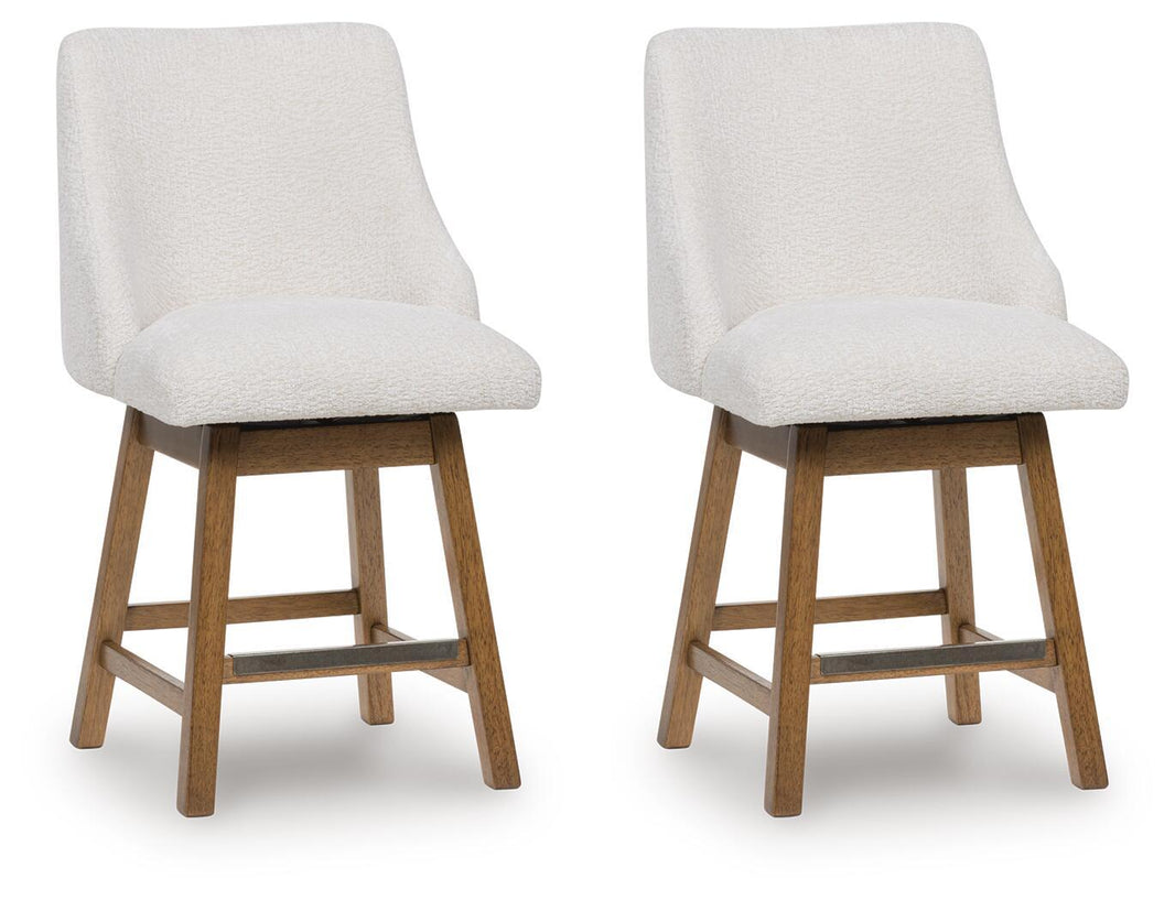Cabalynn - Upholstered Swivel Barstool (Set of 2) - Oatmeal / Light Brown - Signature Design by Ashley® - 1