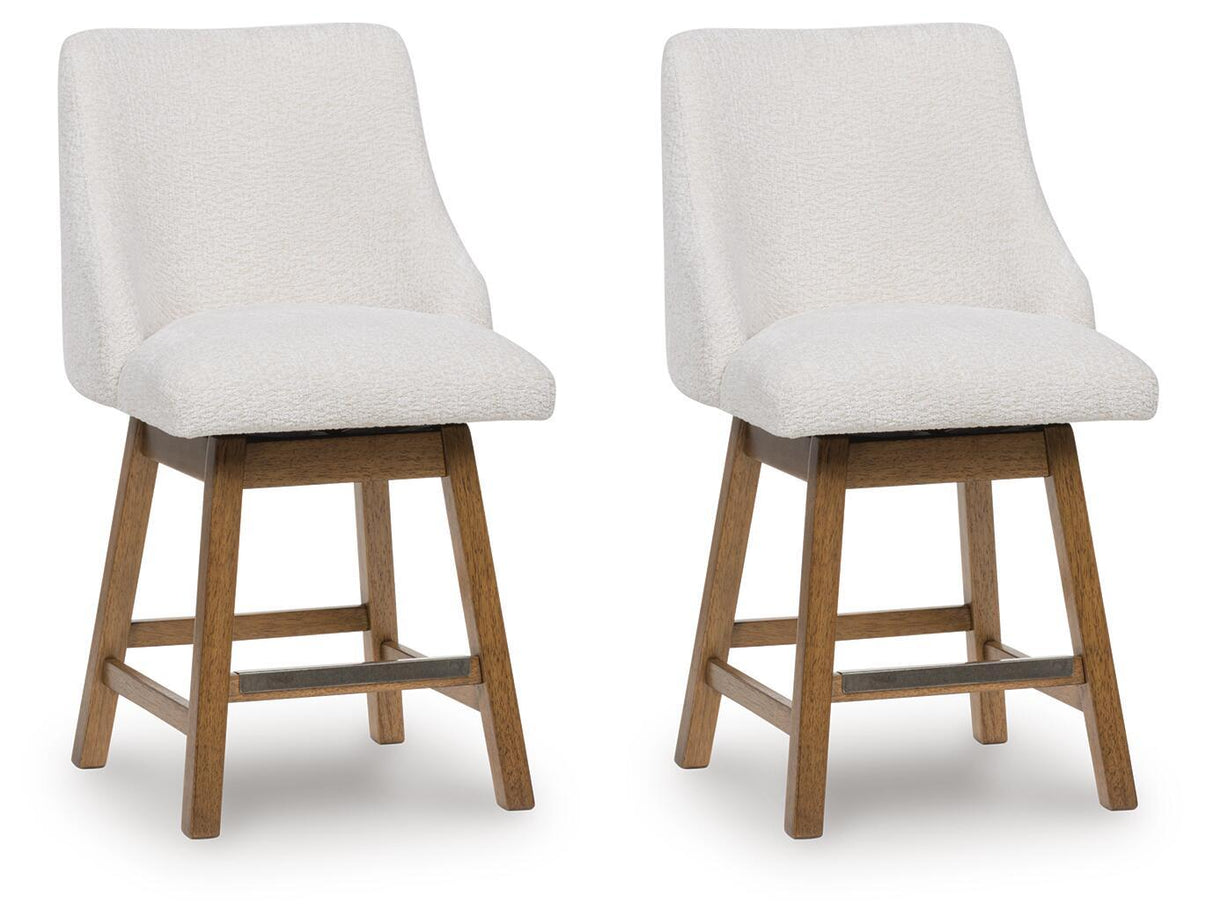 Cabalynn - Upholstered Swivel Barstool (Set of 2) - Oatmeal / Light Brown - Signature Design by Ashley® - 1