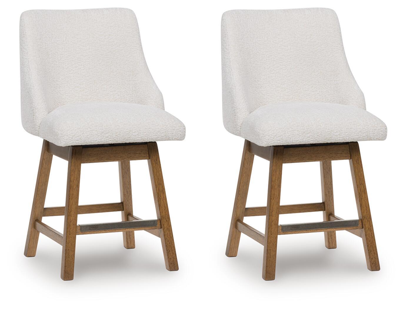 Cabalynn - Upholstered Swivel Barstool (Set of 2) - Oatmeal / Light Brown - Signature Design by Ashley® - 1