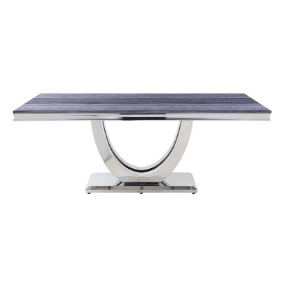 Cambrie - Dining Table With Engineered Stone Top - Engineered Stone Top & Mirrored, alternate view 7 with velvet upholstery