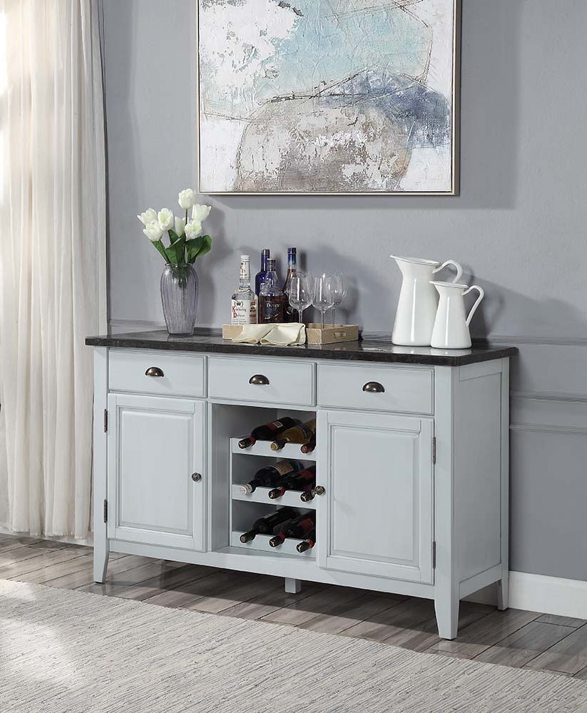 Lanton - Server - Natural Marble & Antique White