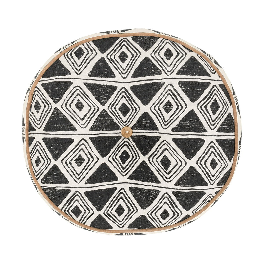 Radiant Oasis - 18" Round Nubia Pillow - Black / White