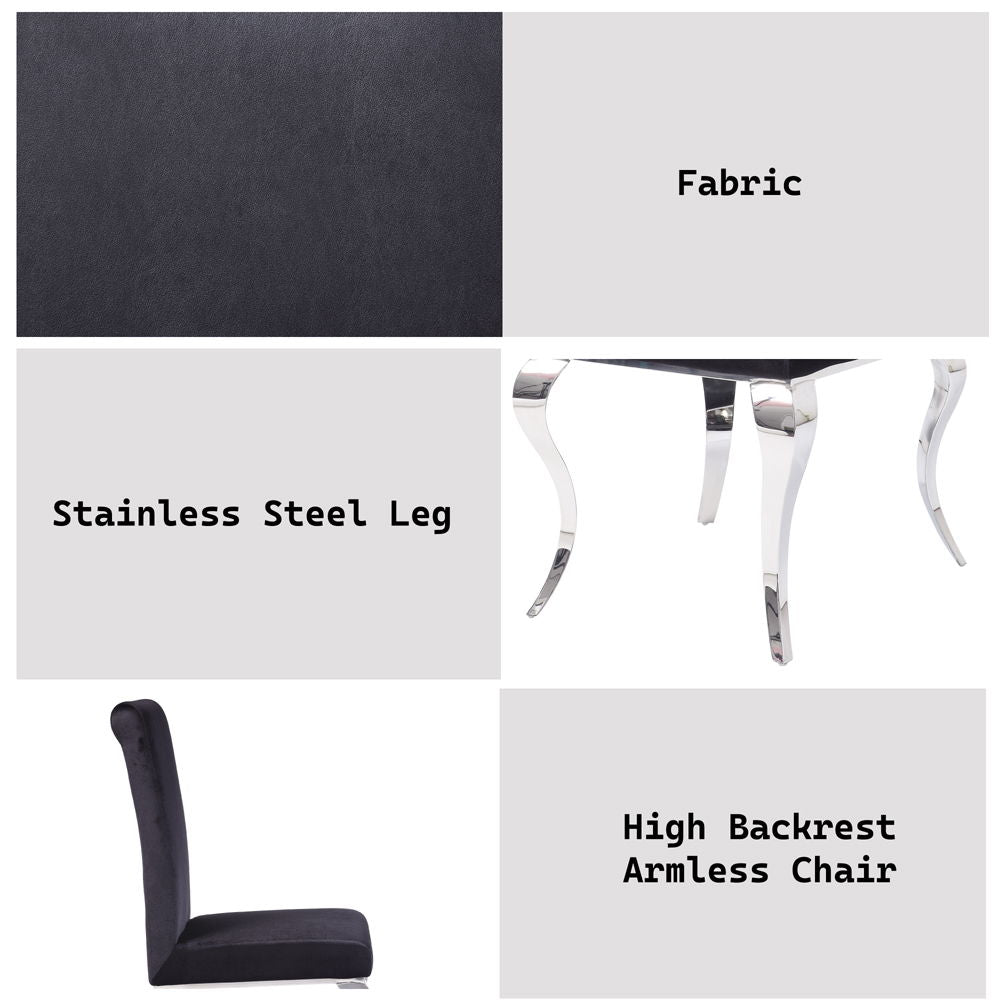 Fabiola - Side Chair (Set of 2) - Black Fabric & Stainless Steel, alternate view 9 with wood construction