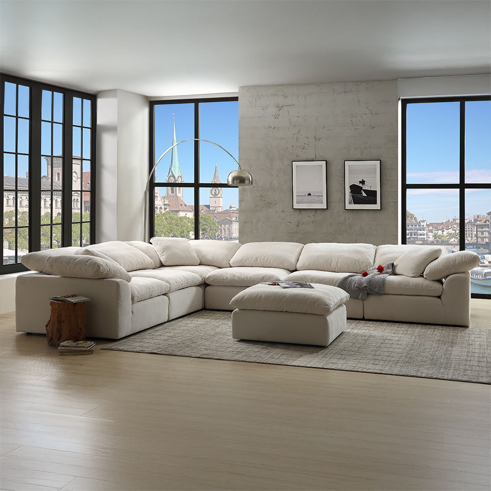 Naveen - Modular Armless Chair, alternate view 15 with linen fabric