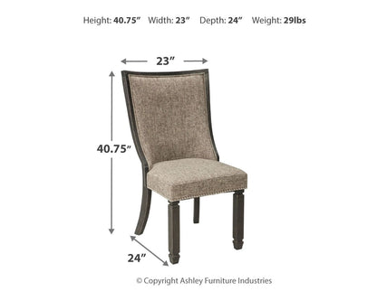 Tyler Creek - Dining UPH Side Chair (Set of 2) - Framed Back - Black / Grayish Brown, alternate view 5 with polyester fabric