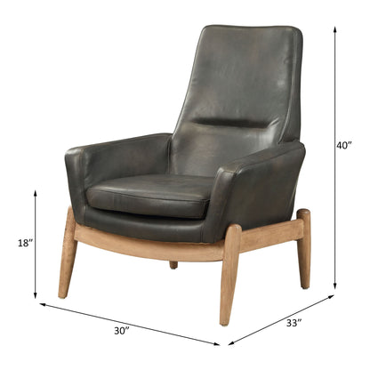Dolphin - Accent Chair - Black Top Grain Leather, alternate view 7 with wood construction
