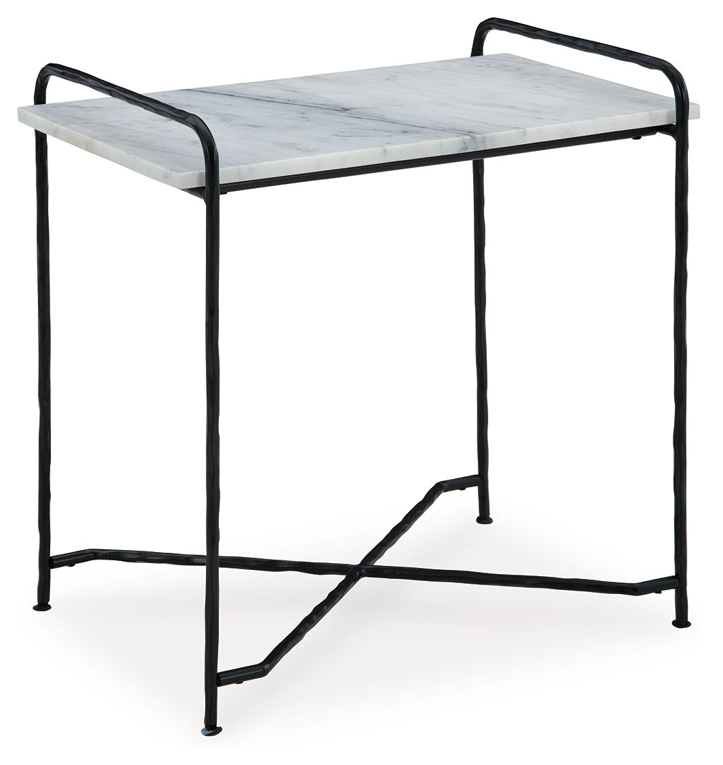 Ashber - Accent Table - White / Black, product view with marble
