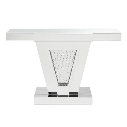 Nysa - 32"H Console Table - Mirrored & Faux Crystals, alternate view 7 with wood construction