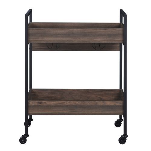 Jerrick - Serving Cart - Walnut & Black, alternate view 7 with wood construction