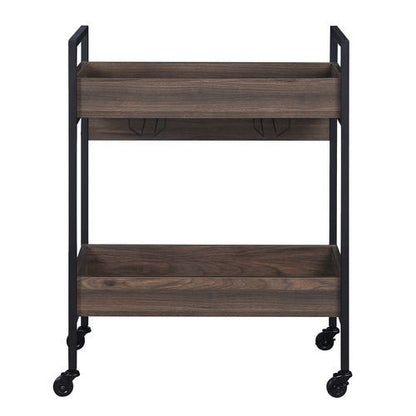 Jerrick - Serving Cart - Walnut & Black, alternate view 7 with wood construction