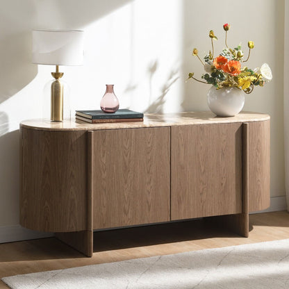 Markku - Console Table With Natural Marble - Oak, alternate view 7