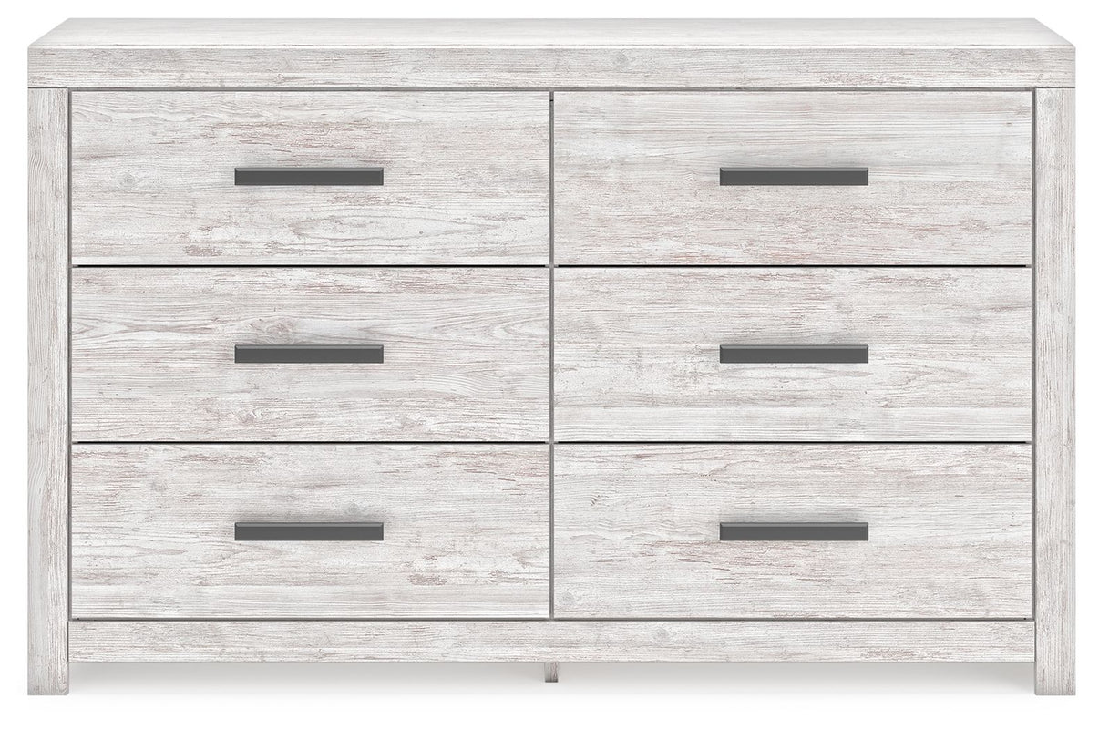 Cayboni - Six Drawer Dresser - Whitewash, alternate view 6 with linen fabric