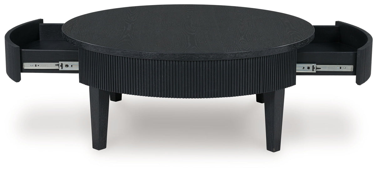 Marstream - Round Cocktail Table - Black, alternate view 9 with wood construction