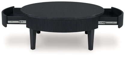 Marstream - Round Cocktail Table - Black, alternate view 9 with wood construction