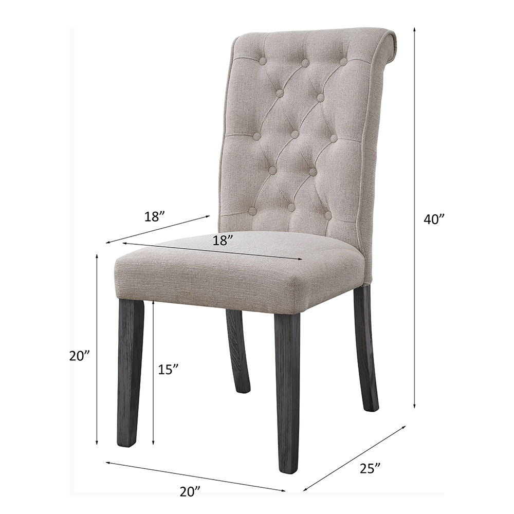 Yabeina - Side Chair (Set of 2) - Beige Linen & Gray, alternate view 6 with wood construction