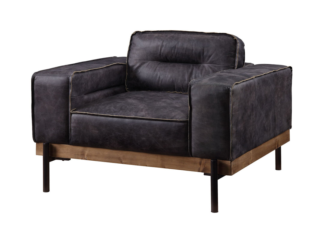 Silchester - Chair - Antique Ebony Top Grain Leather, product view with wood construction