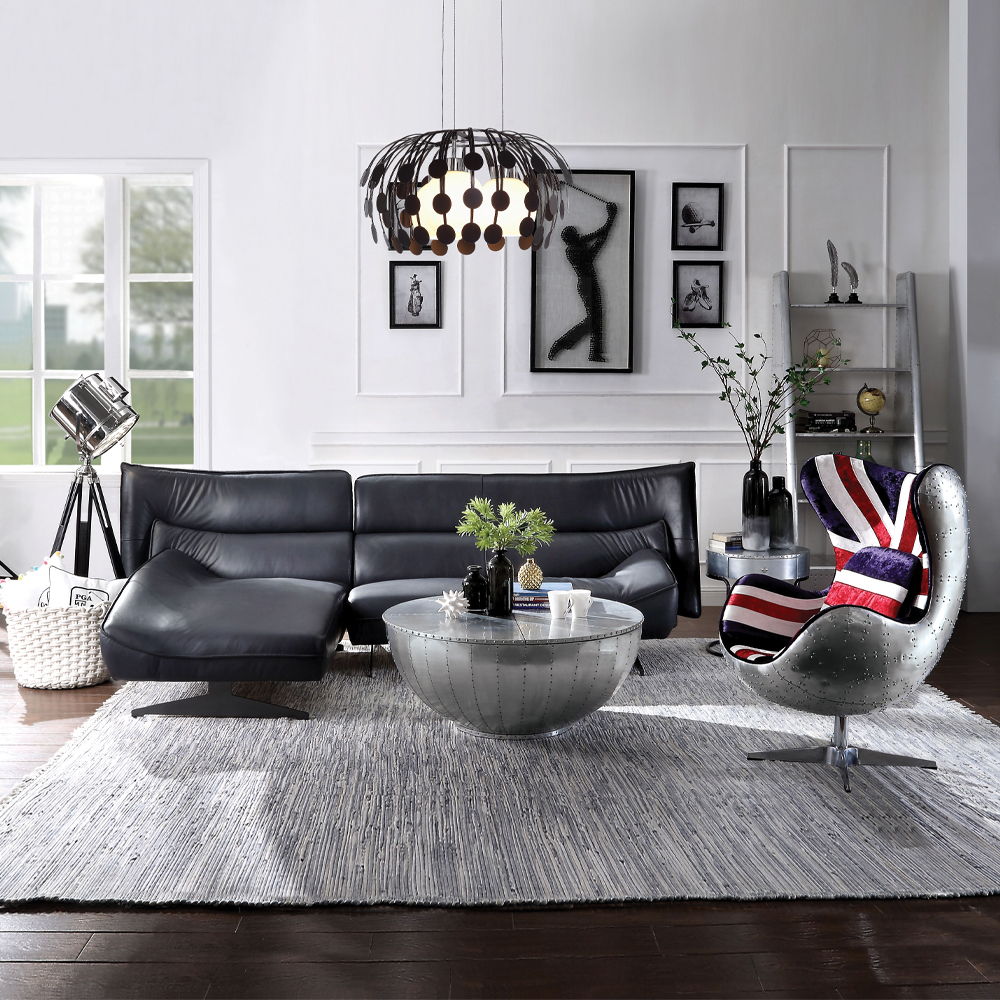 Brancaster - British Flag Accent Chair With Swivel - Pattern Fabric & Aluminum, alternate view 6 with wood construction
