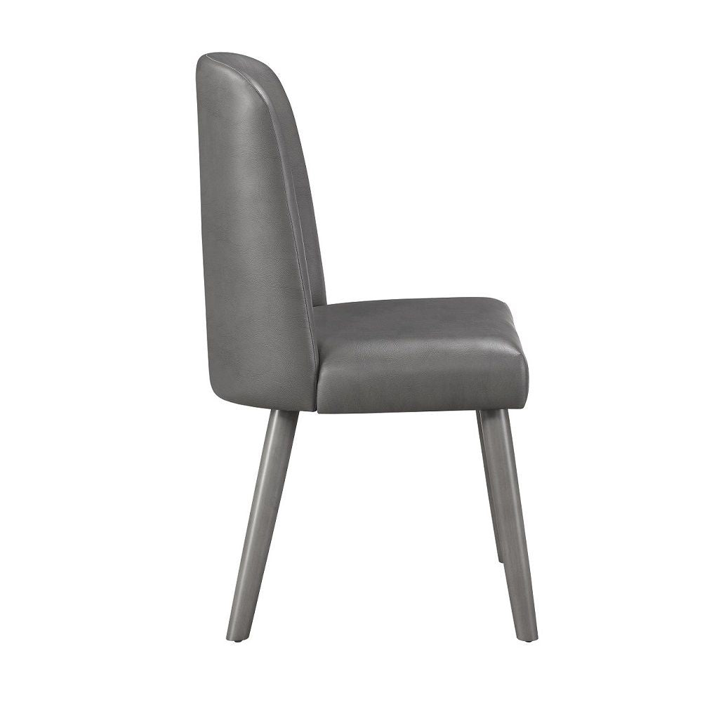 Waylon - Side Chair (Set of 2) - Gray Synthetic Leather & Gray Oak, alternate view 7 with wood construction