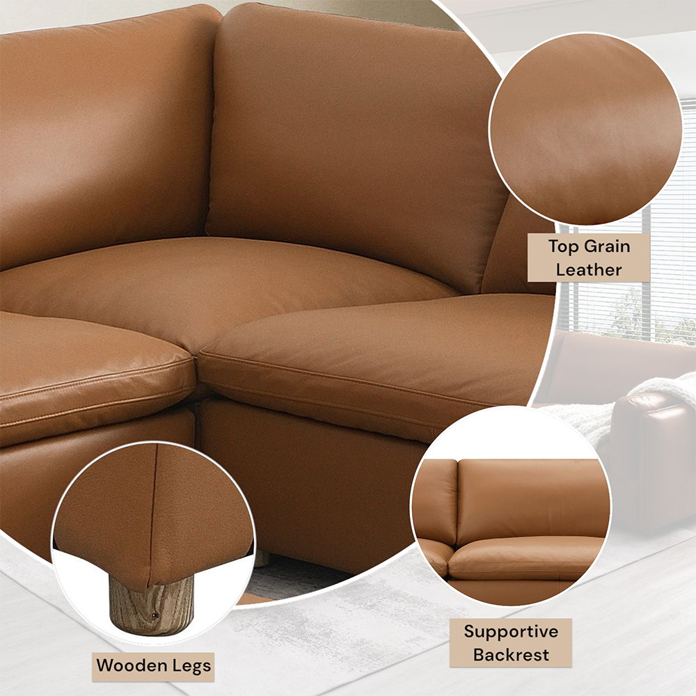Brighton - Modular Wedge - Brown Top Grain Leather, alternate view 6 with wood construction