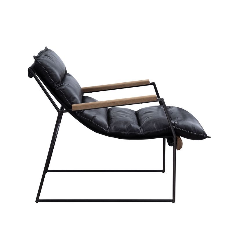 Luberzo - Accent Chair - Distress Espresso Top Grain Leather & Matt Iron, alternate view 8 with cotton fabric