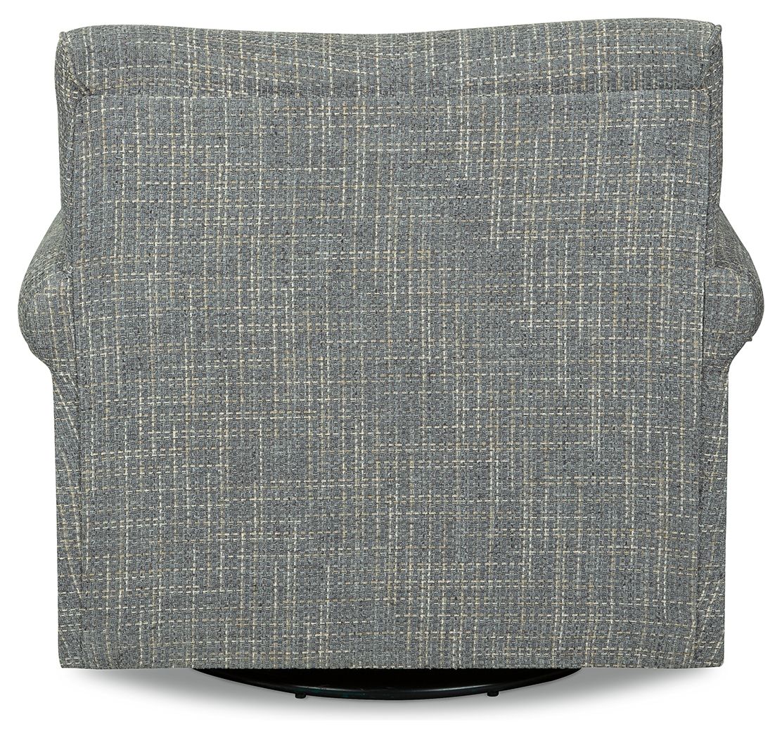 Renley - Swivel Glider Accent Chair - Ash, alternate view 8 with polyester fabric