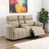 Elison - Motion Loveseat With Console & Storage, product view with wood construction