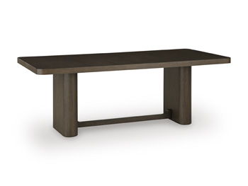Radkin - Rectangular Dining Room Table - Burnished Brown, product view with wood construction