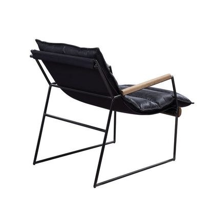 Luberzo - Accent Chair - Distress Espresso Top Grain Leather & Matt Iron, alternate view 9 with cotton fabric