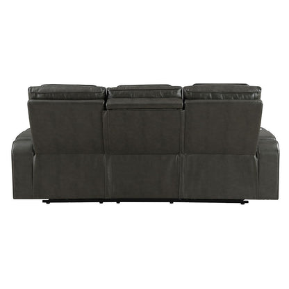 Taddeo - Power Motion Sofa With Power Headrest, USB, Wireless Charger, LED & Reading Light - Dark Gray
