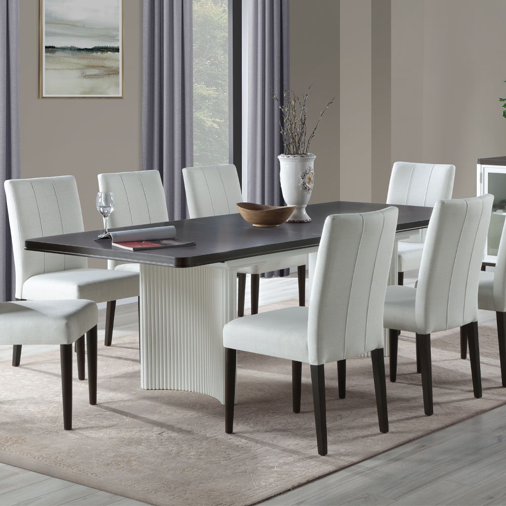Carena - Dining Table With Leaf - White & Brown, alternate view 4 with wood construction