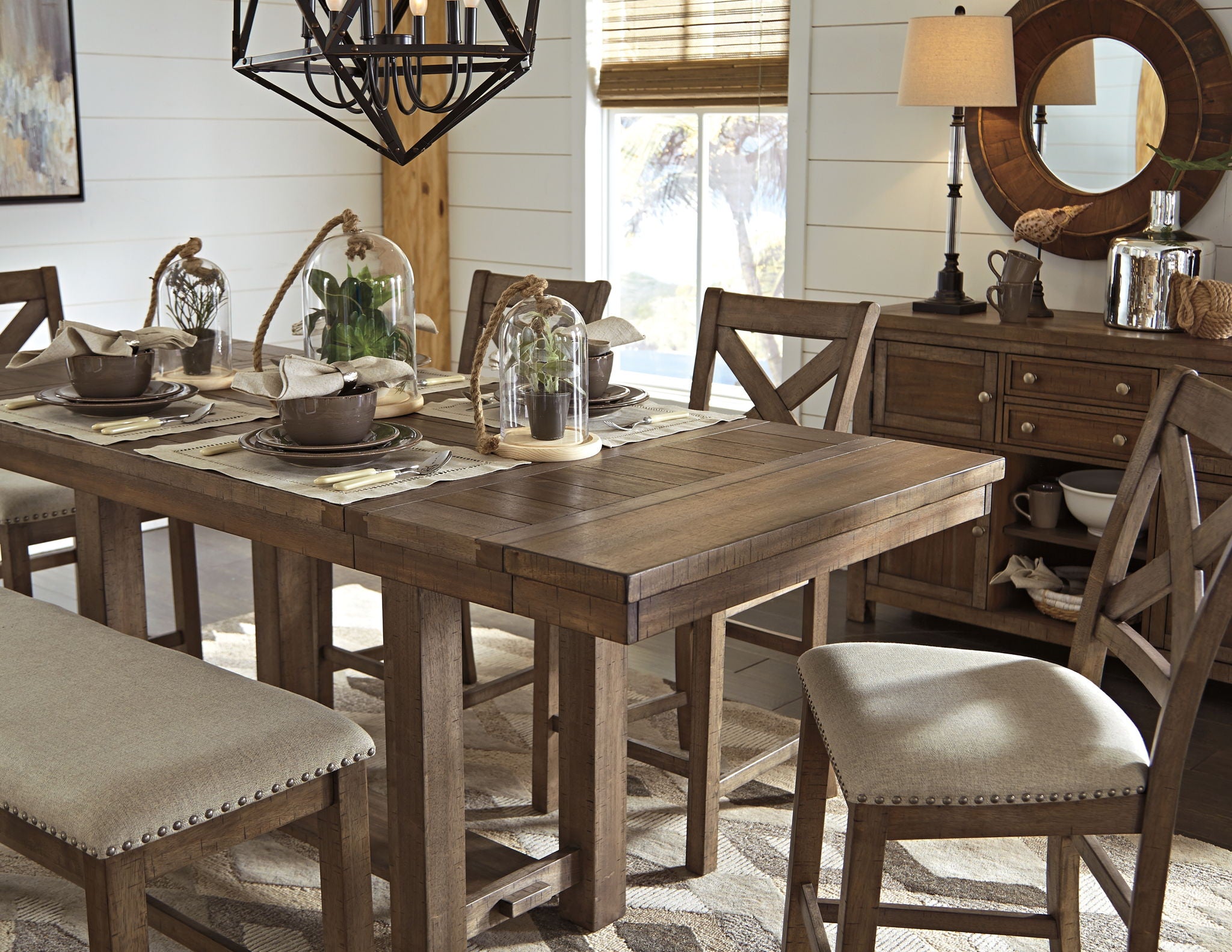 Moriville - Rectangular Dining Room Counter Extension Table - Grayish Brown, alternate view 8 with engineered wood
