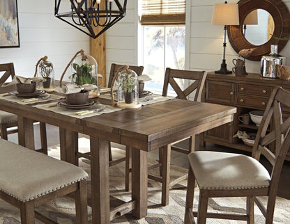 Moriville - Rectangular Dining Room Counter Extension Table - Grayish Brown, alternate view 8 with engineered wood