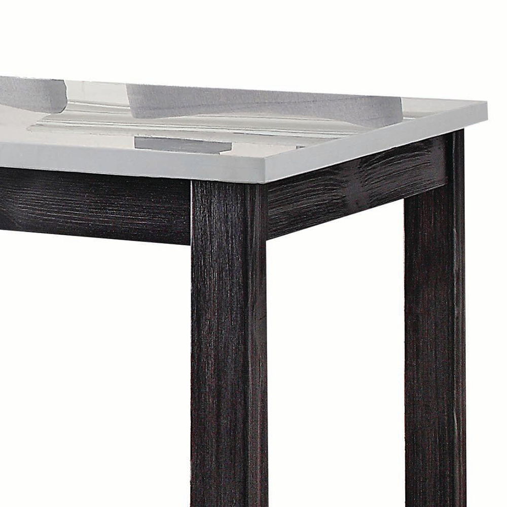 Yelena - Counter Height Table With Marble Top - Marble Top & Weathered Espresso, alternate view 6 with wood construction