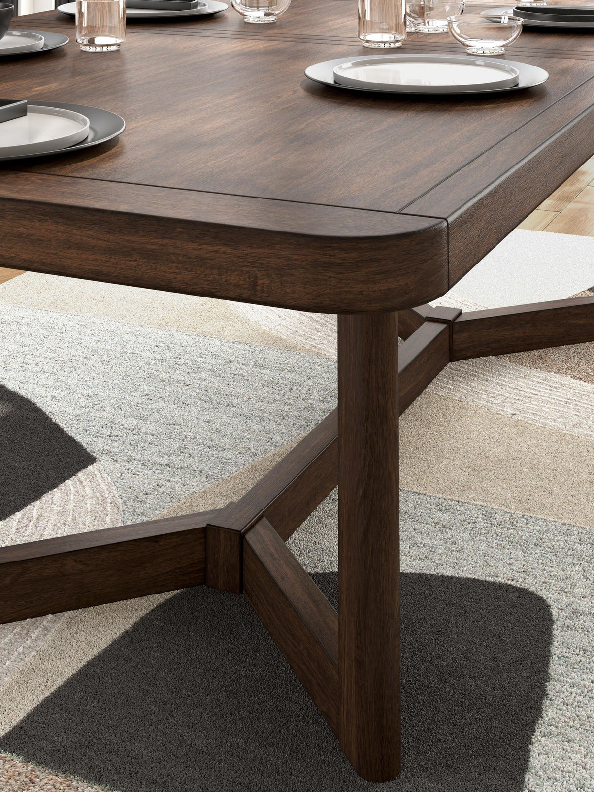 Dilenno - Rectangular Dining Room Extension Table - Dark Brown, alternate view 8 with solid wood
