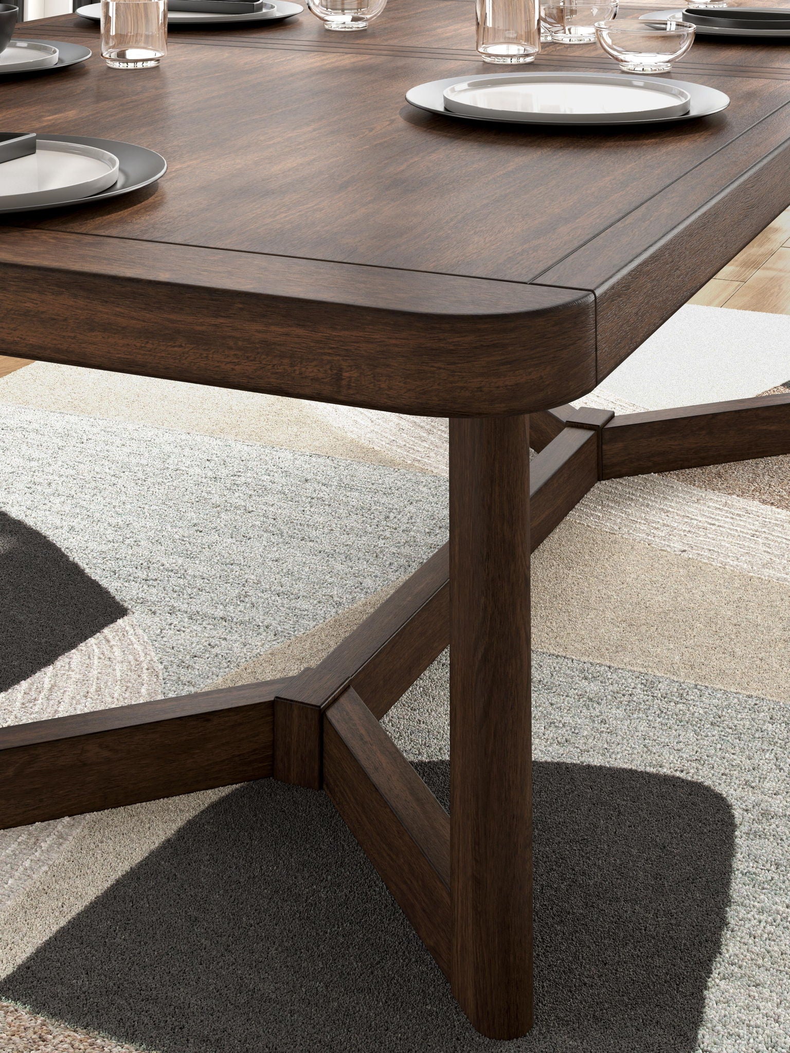 Dilenno - Rectangular Dining Room Extension Table - Dark Brown, alternate view 8 with solid wood