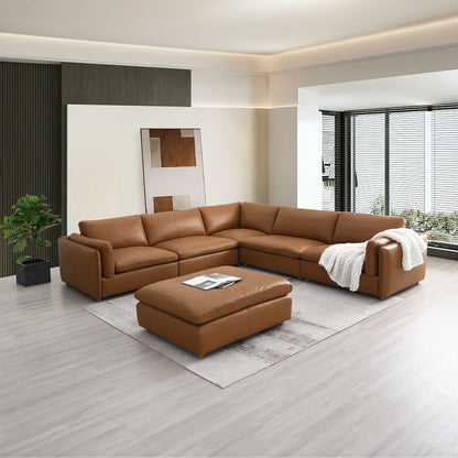 Brighton - Modular Wedge - Brown Top Grain Leather, alternate view 7 with wood construction