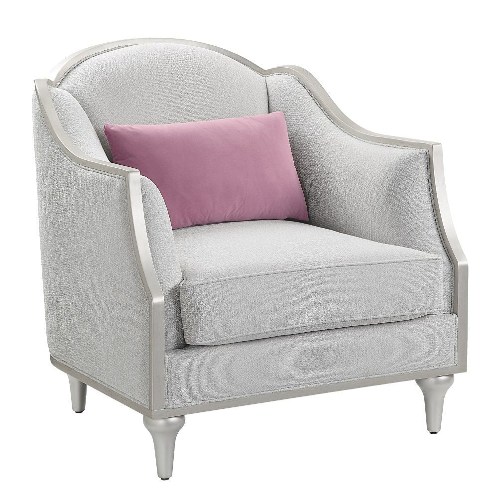 Kasa - Chair With Pillow - Beige Linen & Champagne, alternate view 3 with wood construction