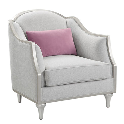 Kasa - Chair With Pillow - Beige Linen & Champagne, alternate view 3 with wood construction