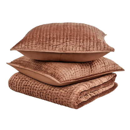 Bari - Velvet Quilt - Terra Cotta
