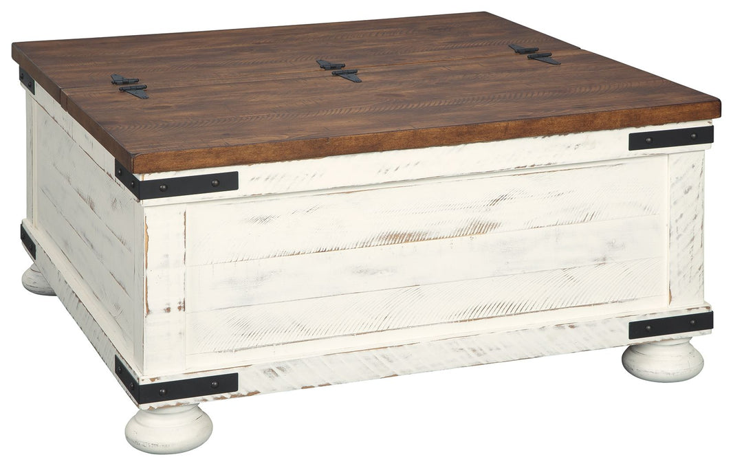 Wystfield - Cocktail Table with Storage - White / Brown, product view with engineered wood