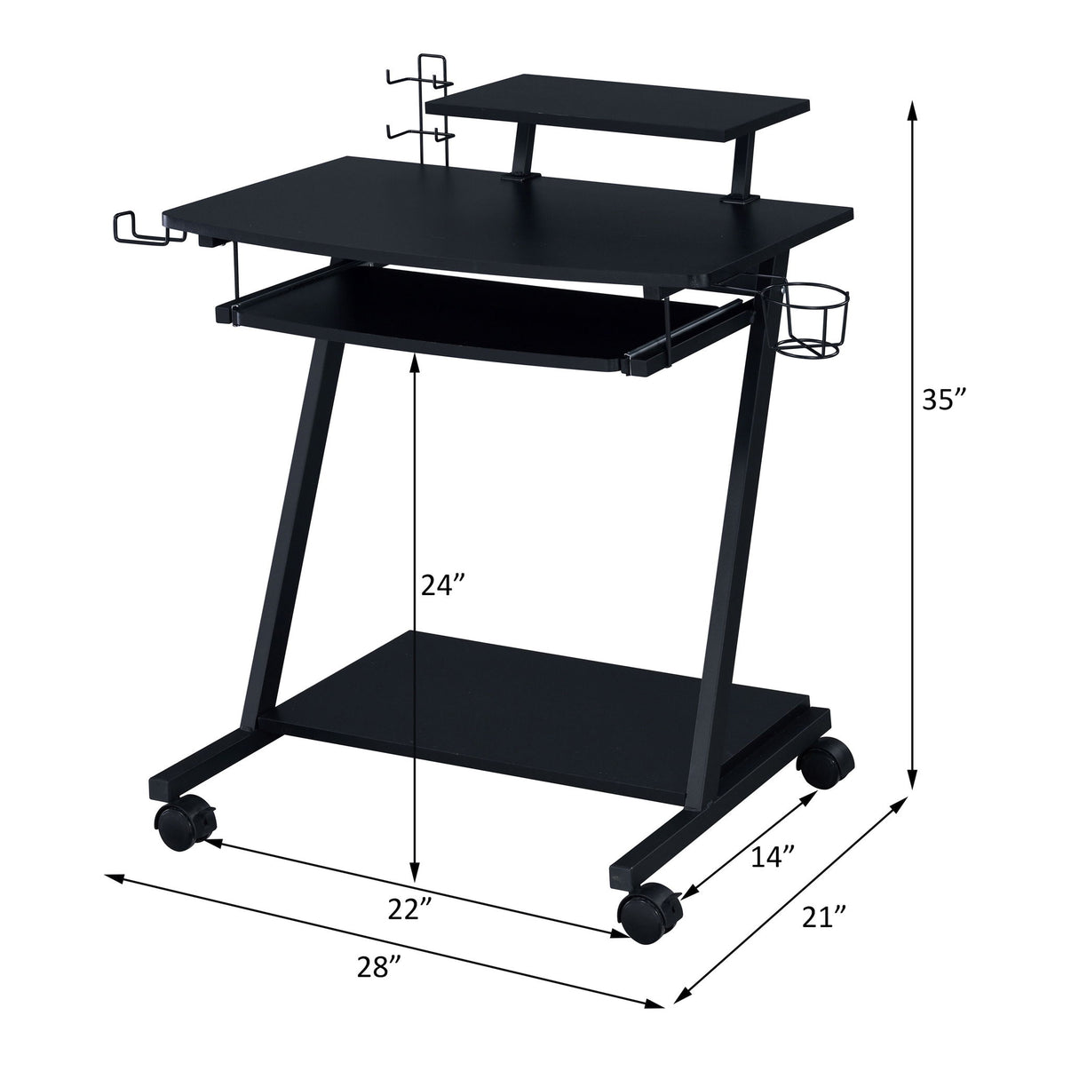 Ordrees - Gaming Desk - Black, alternate view 6 with wood construction