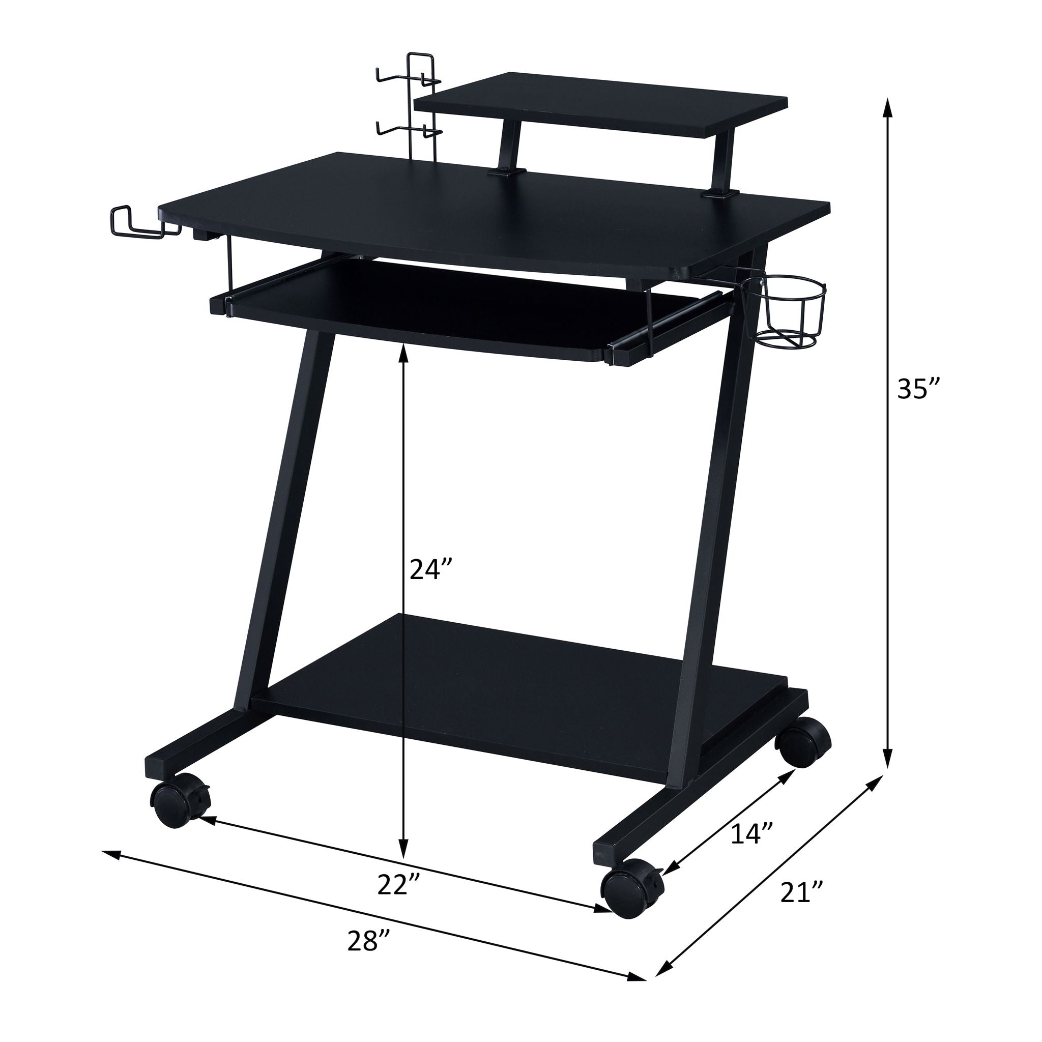 Ordrees - Gaming Desk - Black, alternate view 6 with wood construction