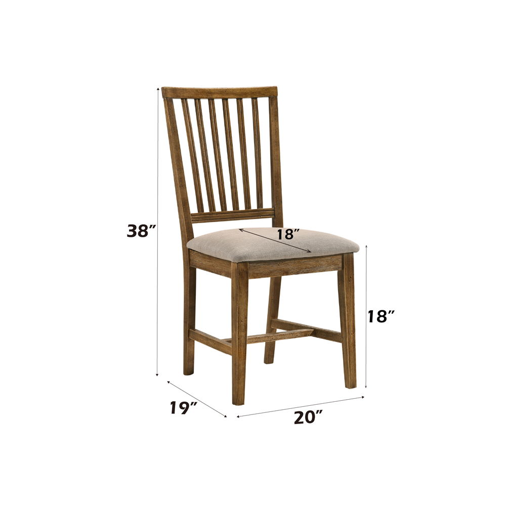 Wallace II - Side Chair (Set of 2) - Tan Linen & Weathered Oak, alternate view 8 with wood construction