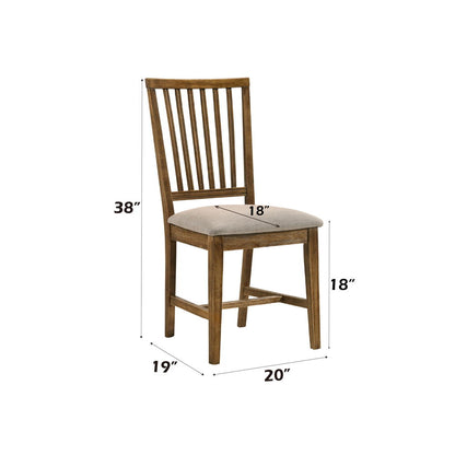 Wallace II - Side Chair (Set of 2) - Tan Linen & Weathered Oak, alternate view 8 with wood construction