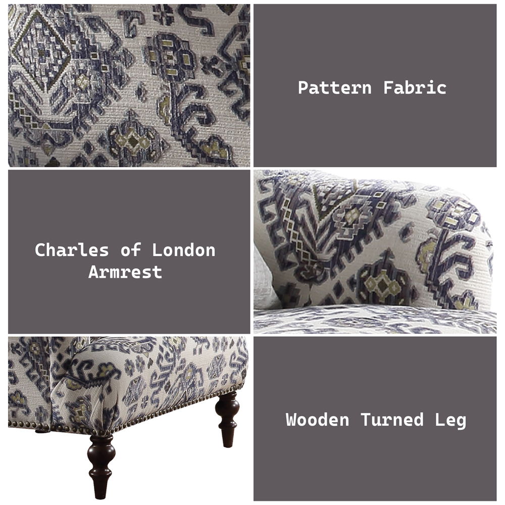 Saira - Chair With Pillow - Pattern Fabric, alternate view 6 with wood construction