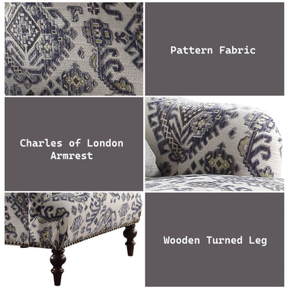 Saira - Chair With Pillow - Pattern Fabric, alternate view 6 with wood construction