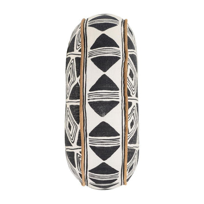 Radiant Oasis - 18" Round Nubia Pillow - Black / White