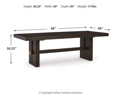 Burkhaus - Rectangular Dining Room Extension Table - Dark Brown, alternate view 6 with engineered wood