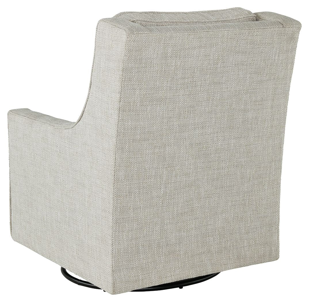 Kambria - Swivel Glider Accent Chair - Fog, alternate view 4 with polyester fabric