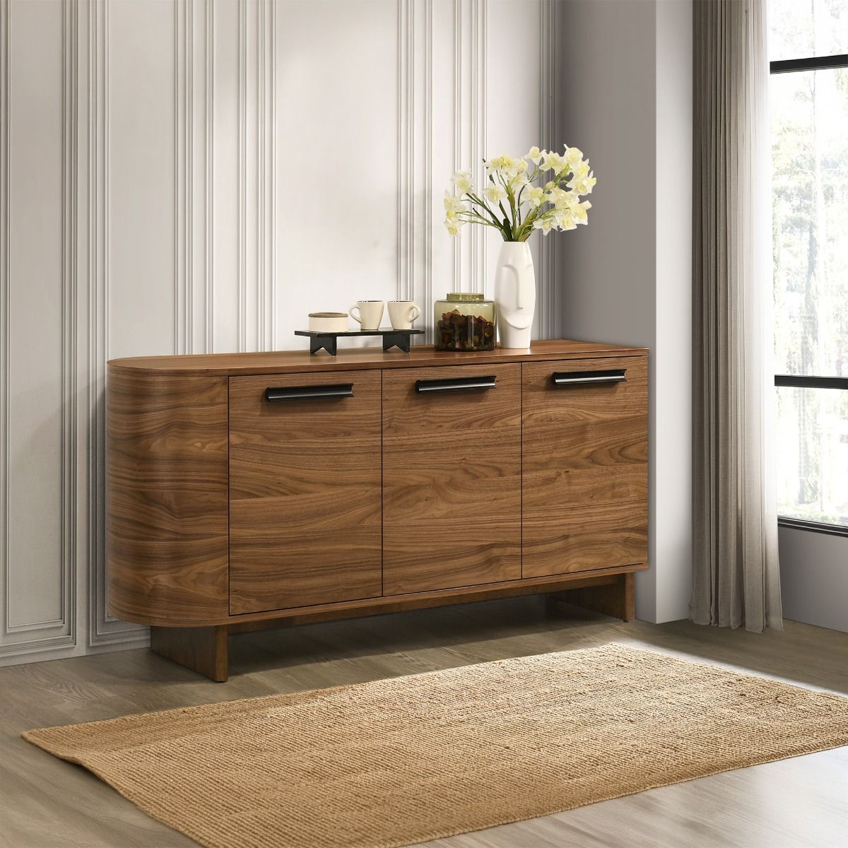 Kyree - Server - Walnut, alternate view 9 with chenille upholstery